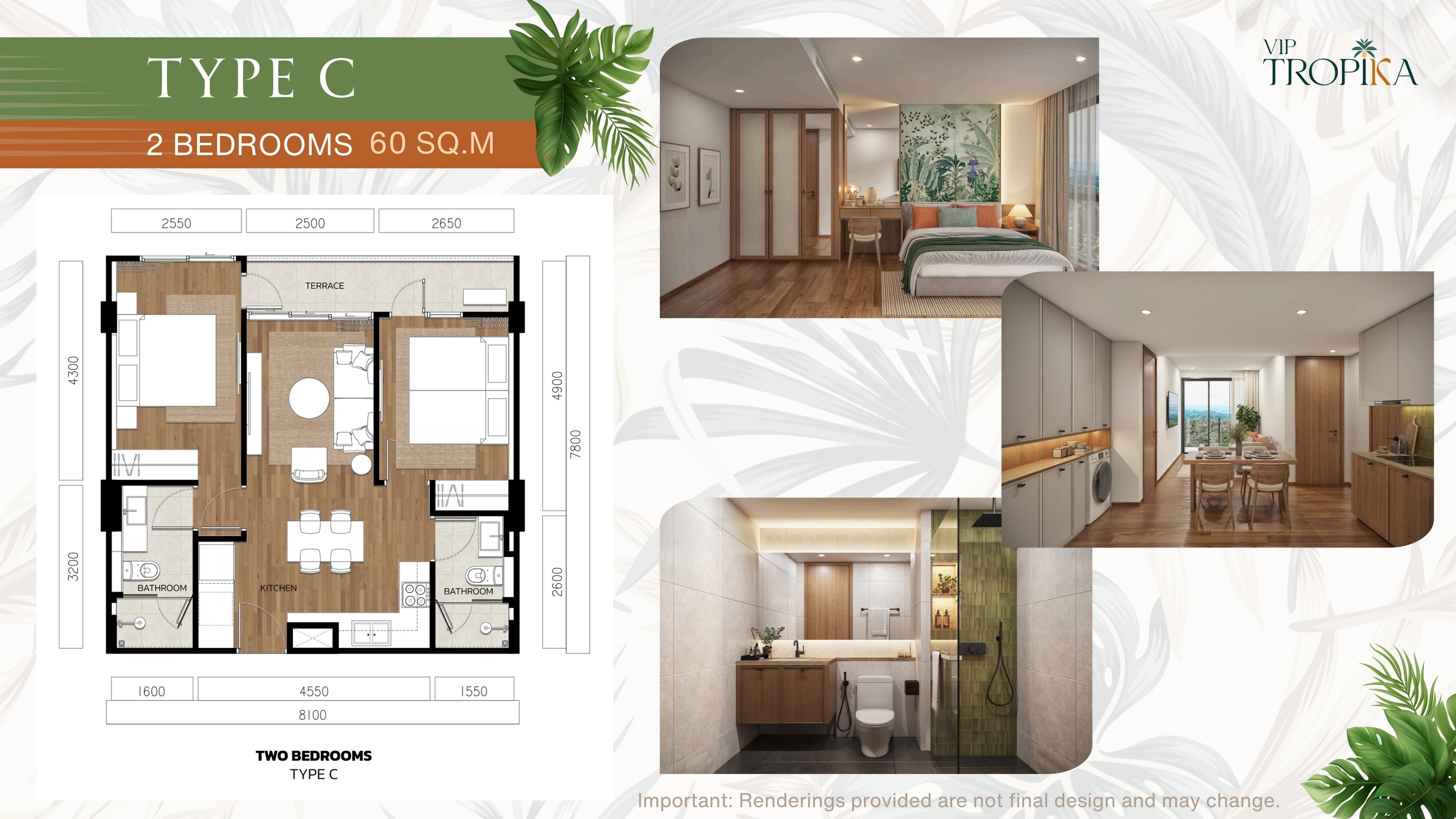 Floor plan Type C — 2 Bedrooms